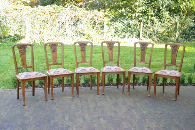 Art nouveau dining set - 6 Chairs
